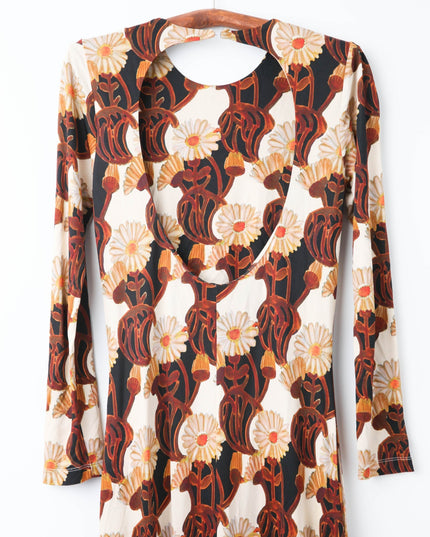 La DoubleJ Swank Black Floral Challis Open Back Maxi - Wind & Song