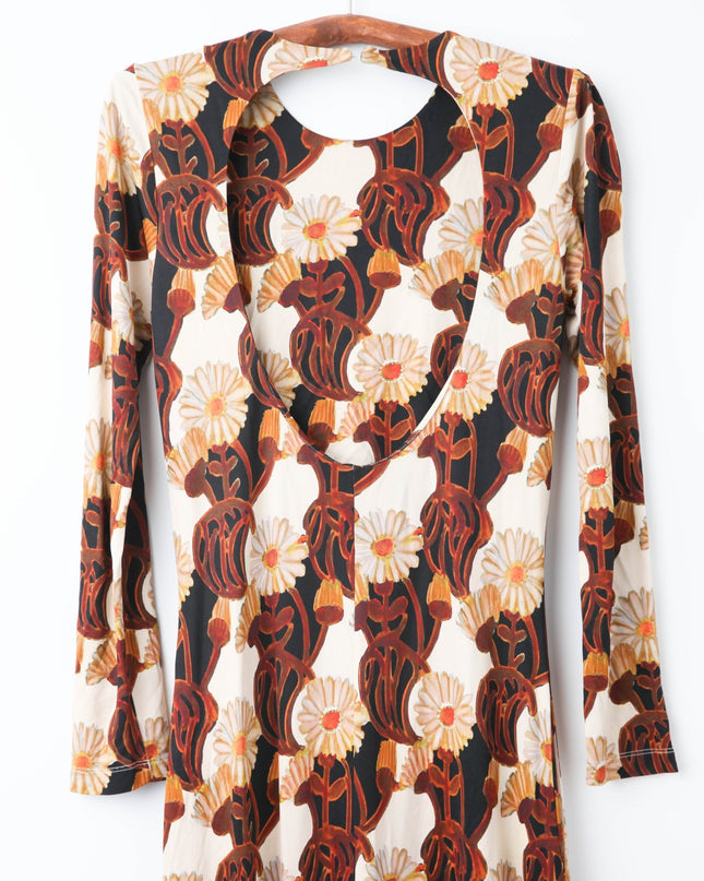 La DoubleJ Swank Black Floral Challis Open Back Maxi - Wind & Song