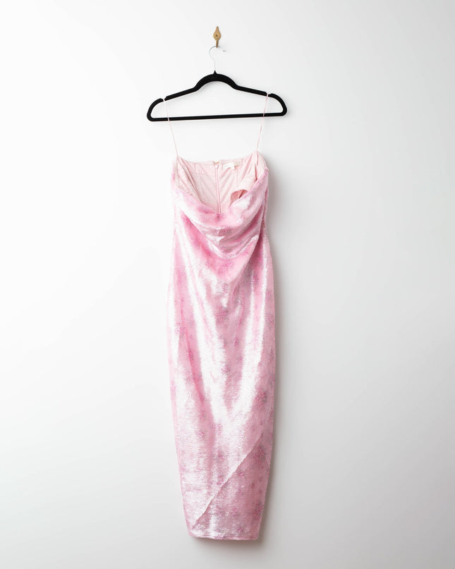 LoveShackFancy Pink Floral Stasia Sequin Midi Dress - Wind & Song