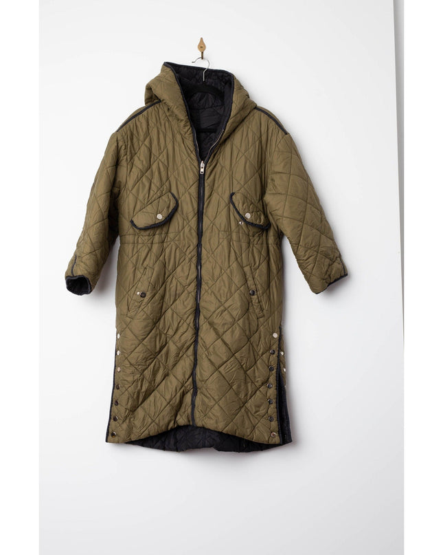 Maje Reversible Quilted Jacket in Olive Green/Black - Wind & Song