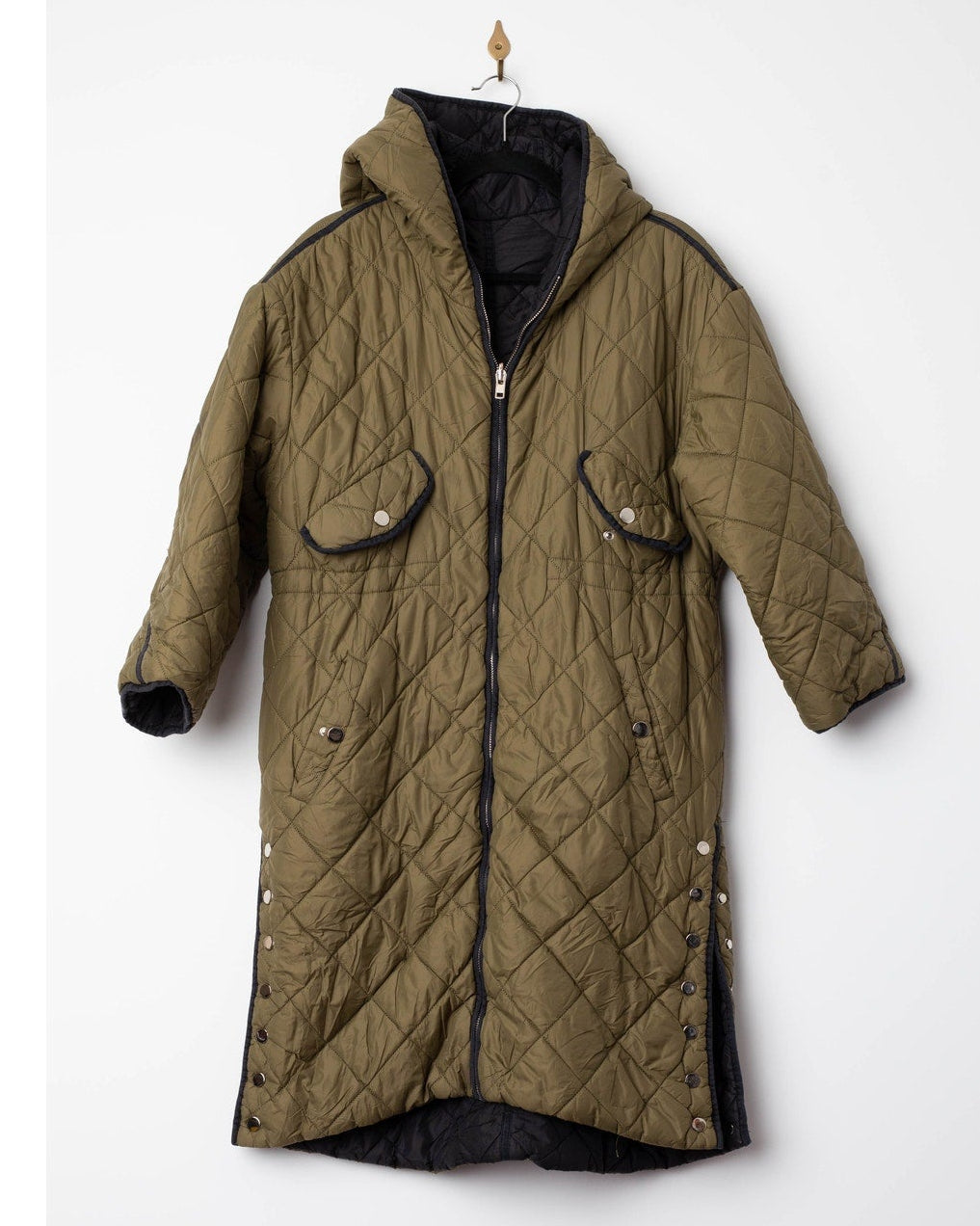 Maje Reversible Quilted Jacket in Olive Green/Black - Wind & Song