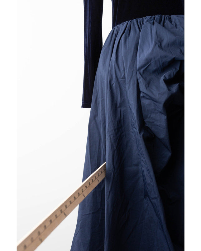 Marchesa Notte Blue Velvet High Neckline Gown - Wind & Song