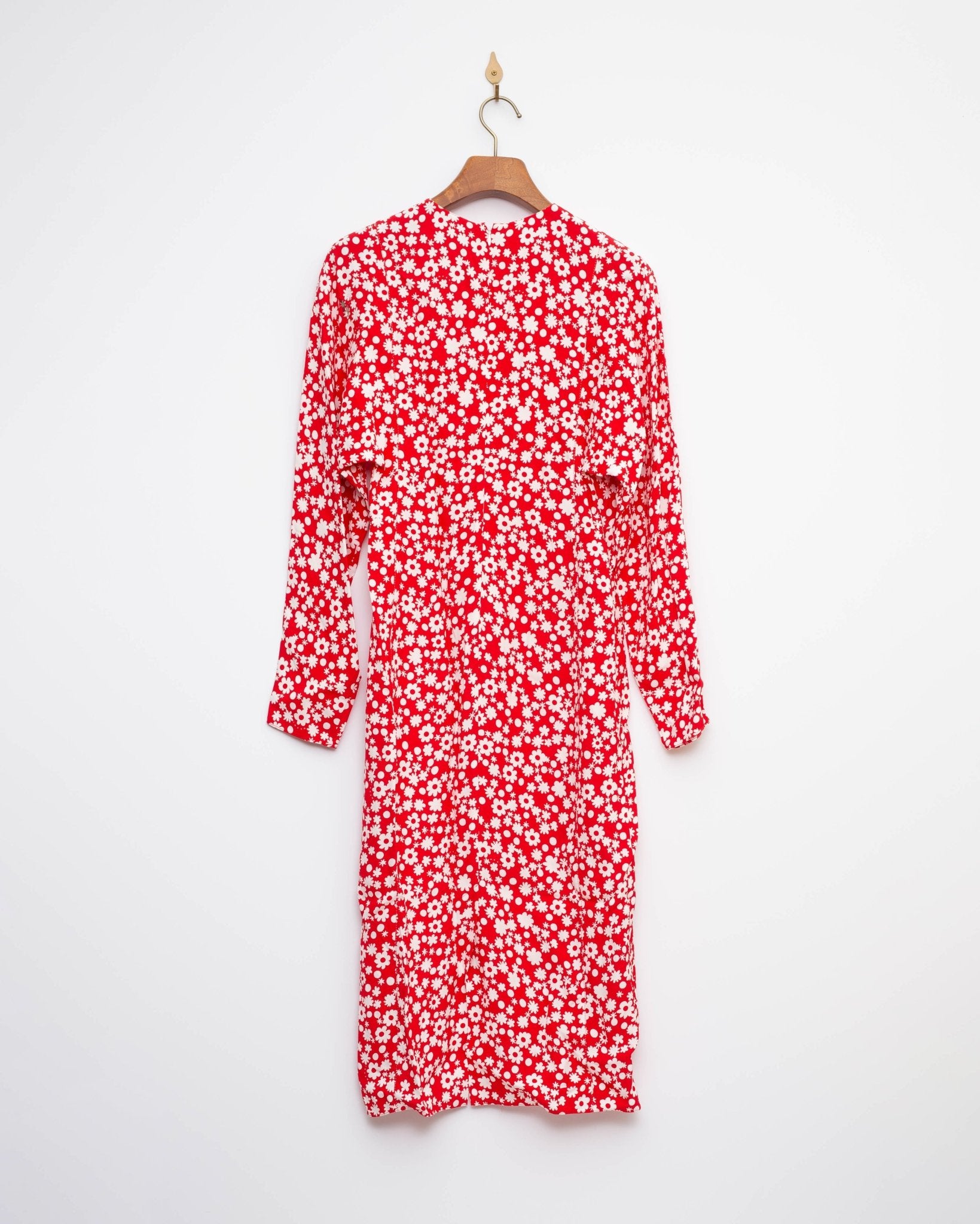 Marni Satin Midi Dress with Red and White Pop Fields Motif Size 40 - Wind & Song
