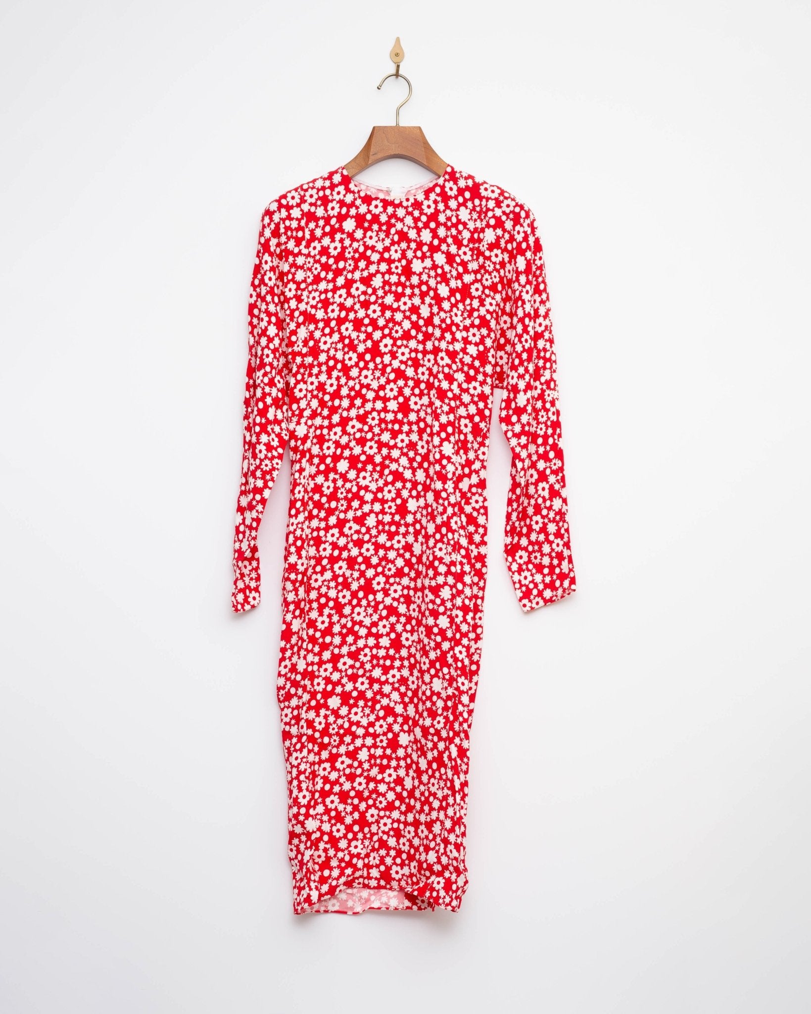 Marni Satin Midi Dress with Red and White Pop Fields Motif Size 40 - Wind & Song