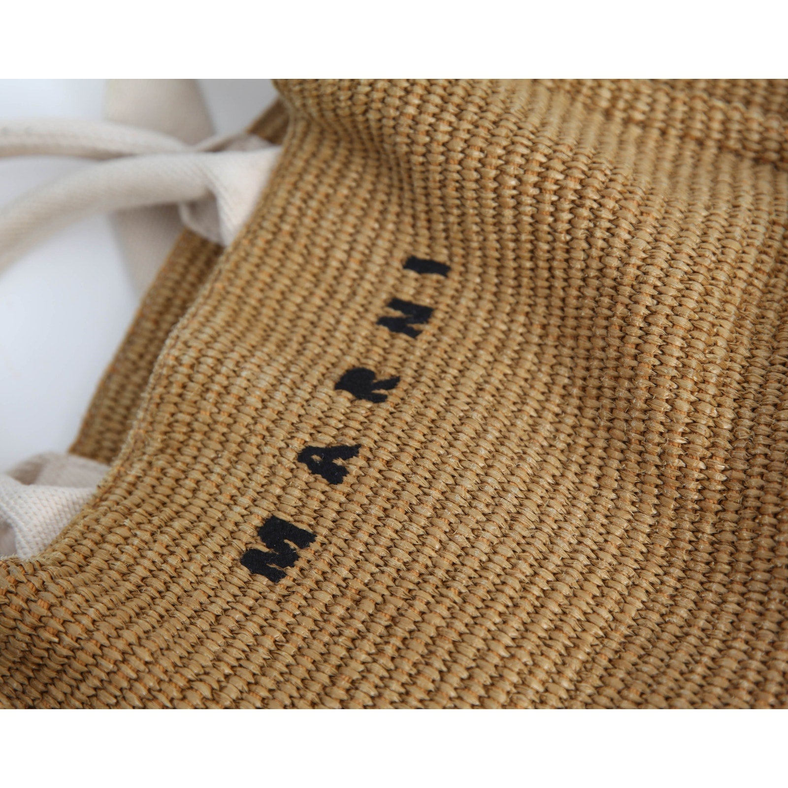 Marni Small Basket Faux Raffia Tote Bag Raw Sienna Natural Canvas Trim - Pre - owned - Wind & Song