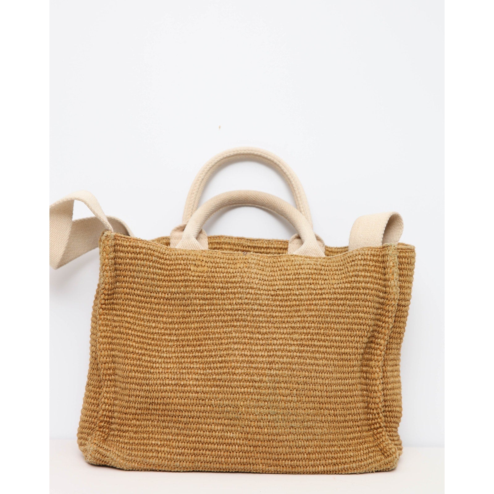 Marni Small Basket Faux Raffia Tote Bag Raw Sienna Natural Canvas Trim - Pre - owned - Wind & Song