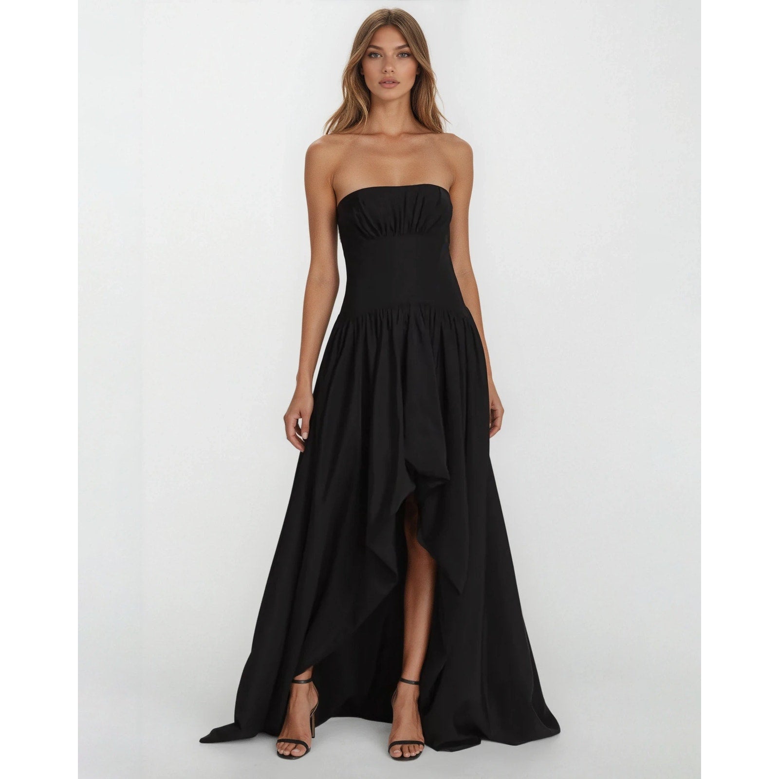 ML Monique Lhuillier Strapless Taffeta Gown – Black - Wind & Song