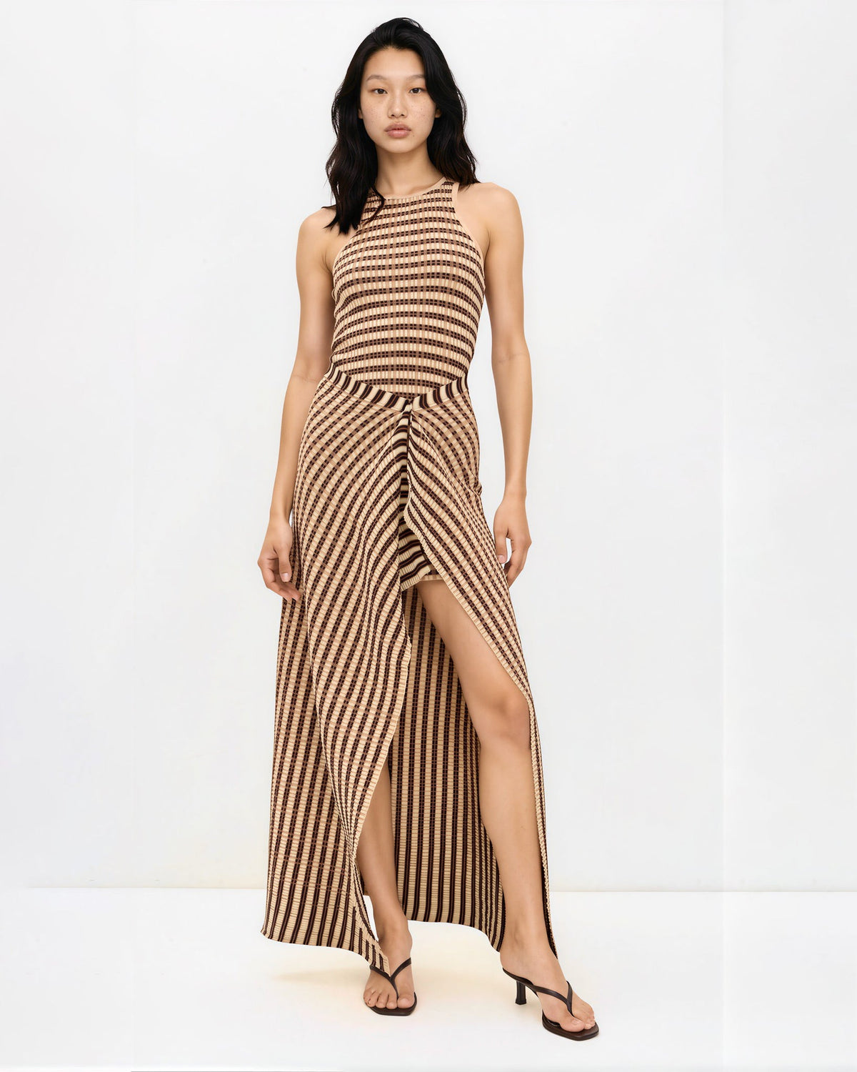 Nanushka Brown Striped Ribbed-Knit Maxi Dress – US S - Wind & Song