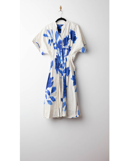 Natori Andora Printed Cotton Poplin Pleated Dress - Size 10 - Wind & Song