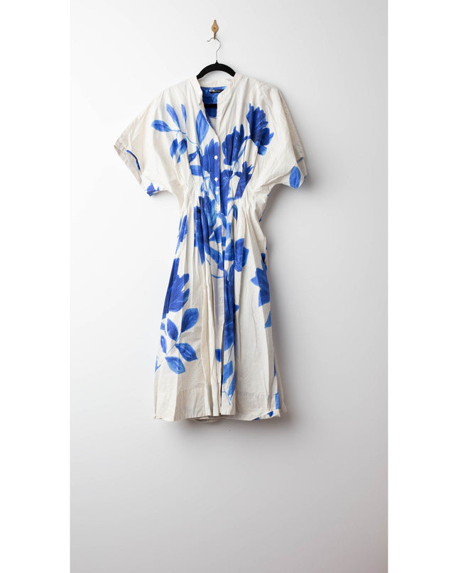 Natori Andora Printed Cotton Poplin Pleated Dress - Size 10 - Wind & Song