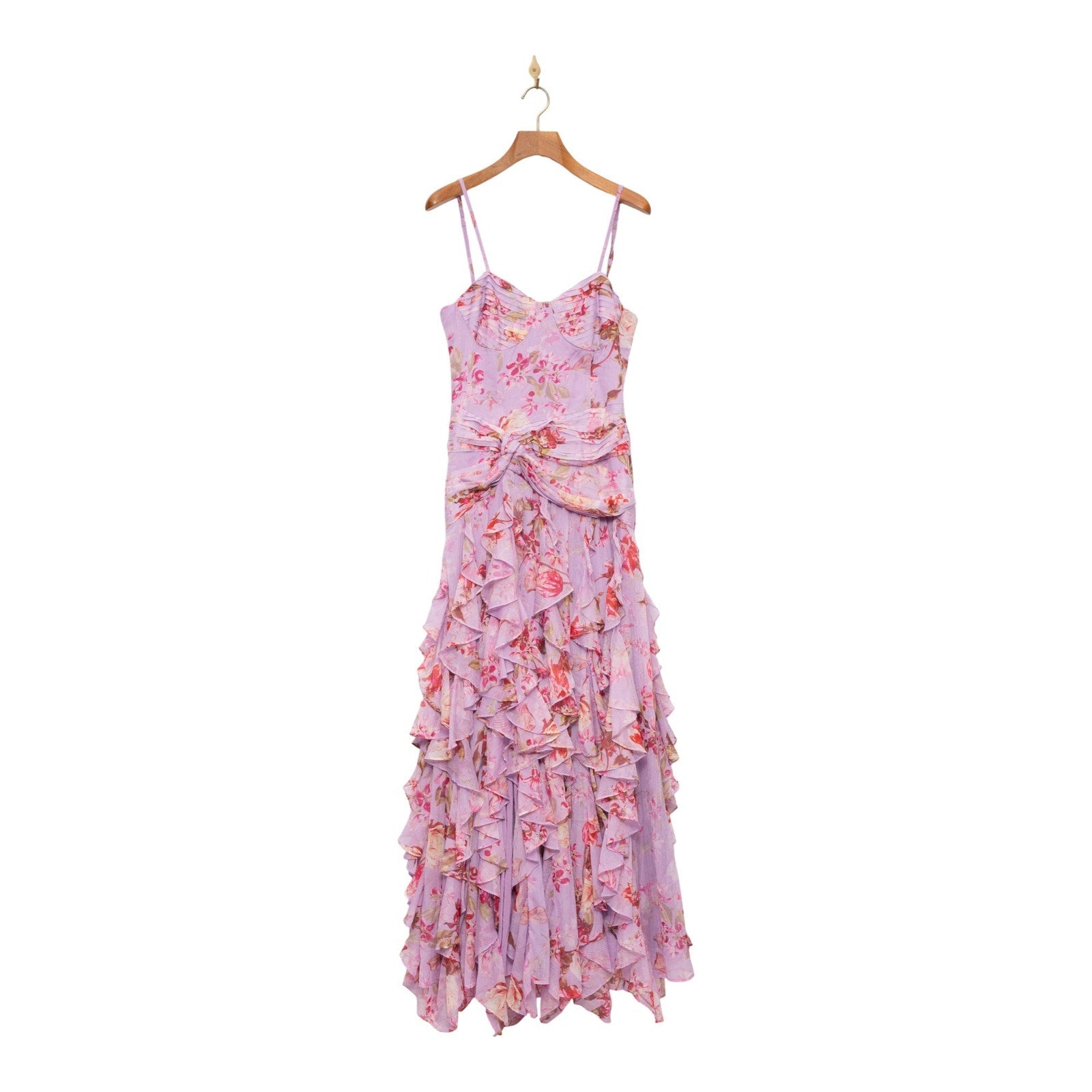 PatBO Floral Haze Flutter Maxi Dress Size 10 – Pink Formal Gown - Wind & Song