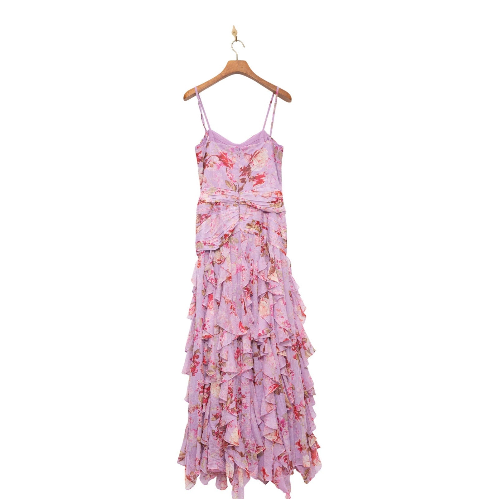 PatBO Floral Haze Flutter Maxi Dress Size 10 – Pink Formal Gown - Wind & Song
