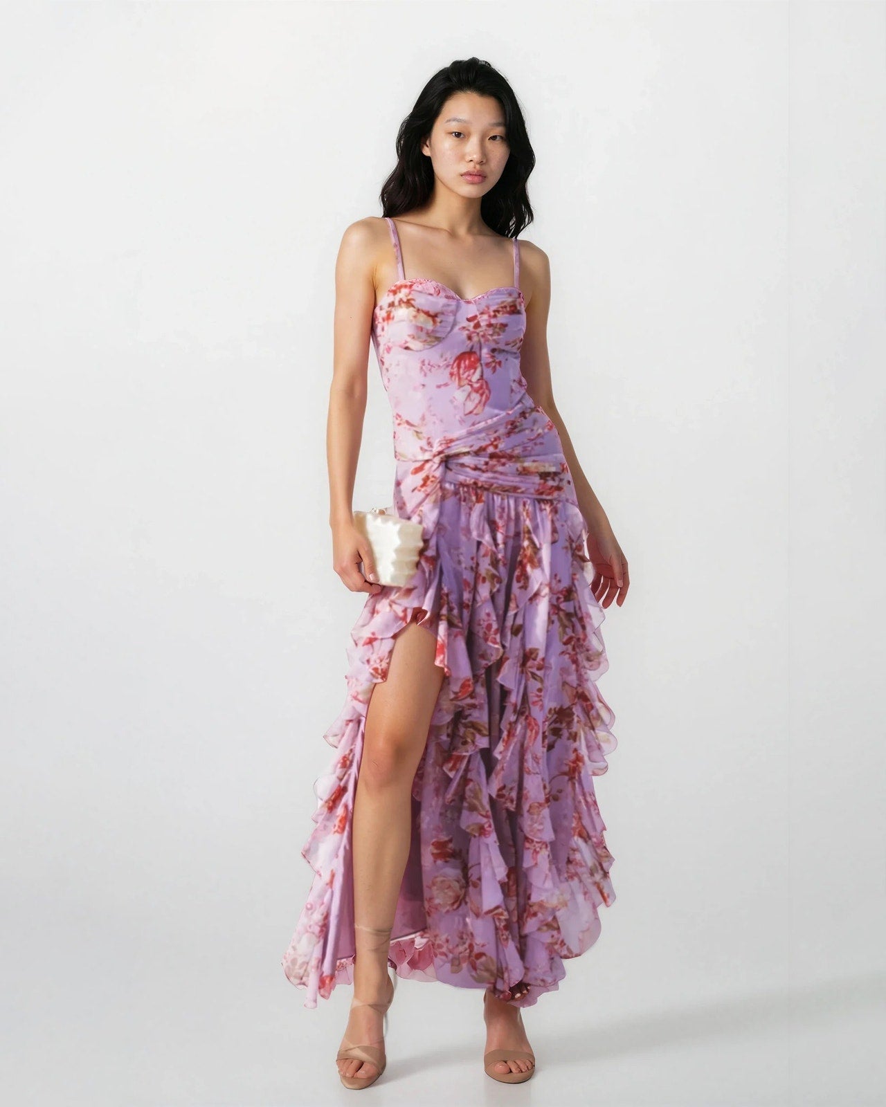 PatBO Floral Haze Flutter Maxi Dress Size 10 – Pink Formal Gown - Wind & Song