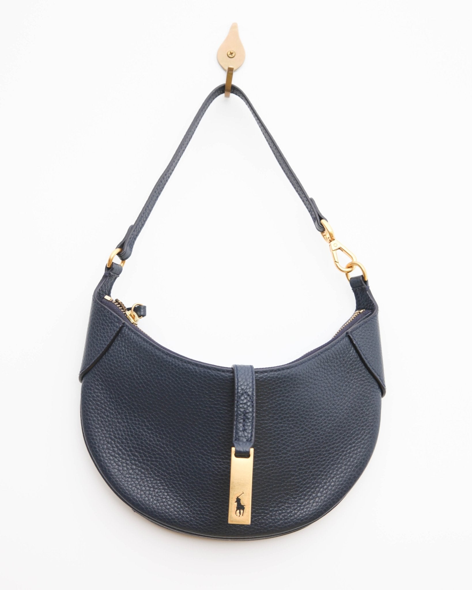 Polo Ralph Lauren Polo ID Pebbled Mini Shoulder Bag in Navy Blue - Wind & Song