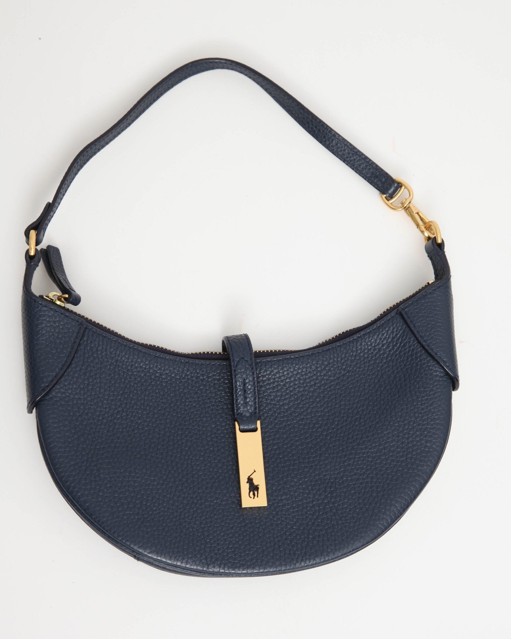 Polo Ralph Lauren Polo ID Pebbled Mini Shoulder Bag in Navy Blue - Pre - owned - Wind & Song