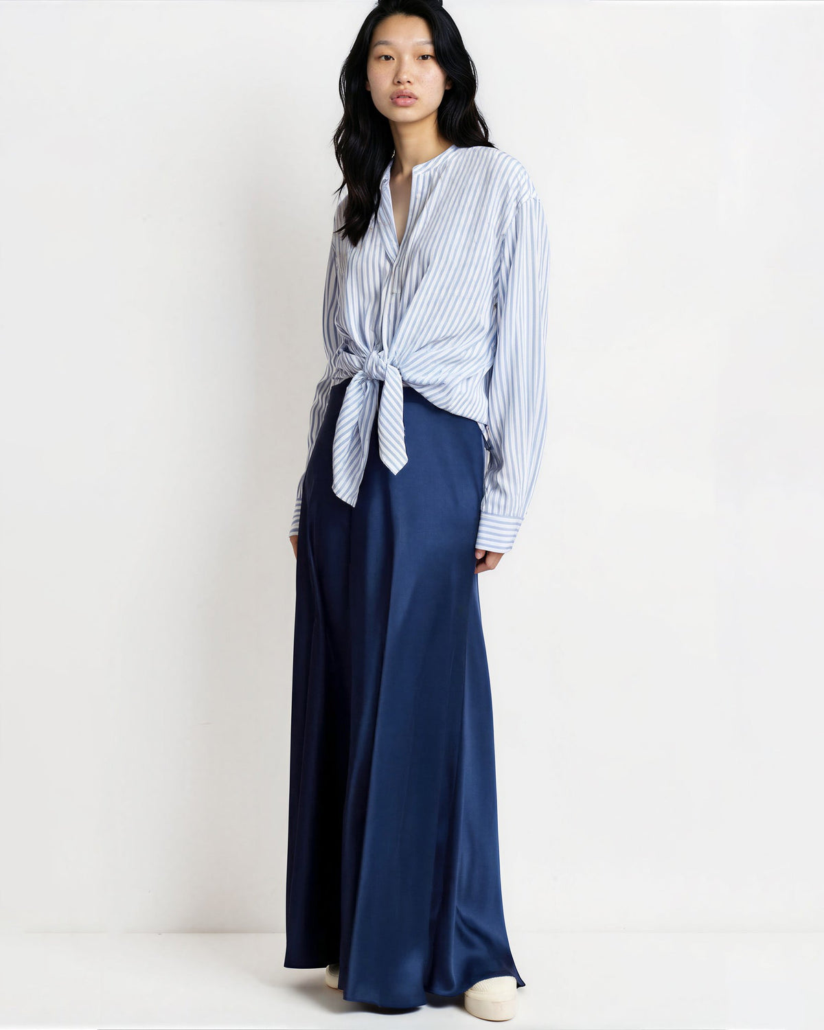 Polo Ralph Lauren Satin Maxi Skirt – Holiday Navy Size 00 - Wind & Song