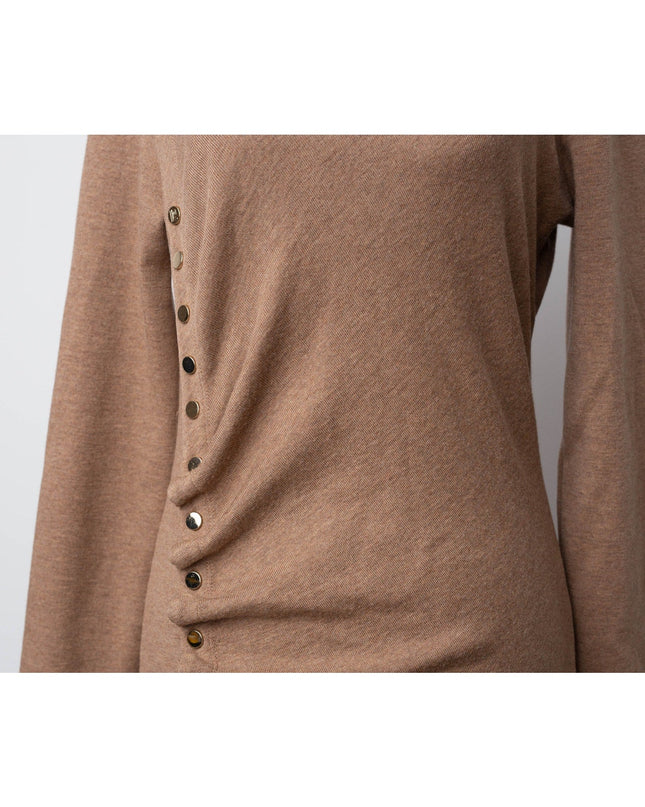 Rabanne Camel Knit Brown Wool Midi Dress - Wind & Song