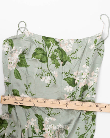 Reformation Frankie Silk Gown in Green Floral - Wind & Song