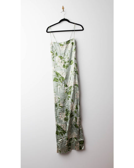 Reformation Frankie Silk Gown in Green Floral - Wind & Song