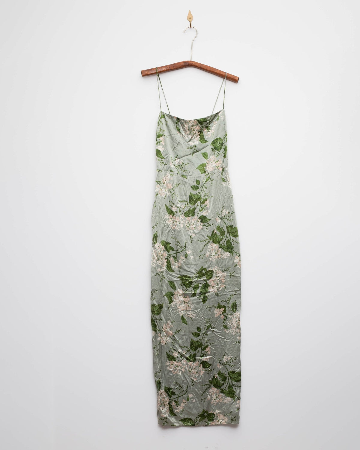 Reformation Frankie Silk Gown in Green Floral Size 4 - Wind & Song