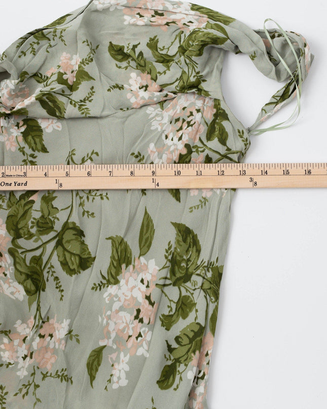Reformation Green Floral Chiffon Reya Dress - Wind & Song