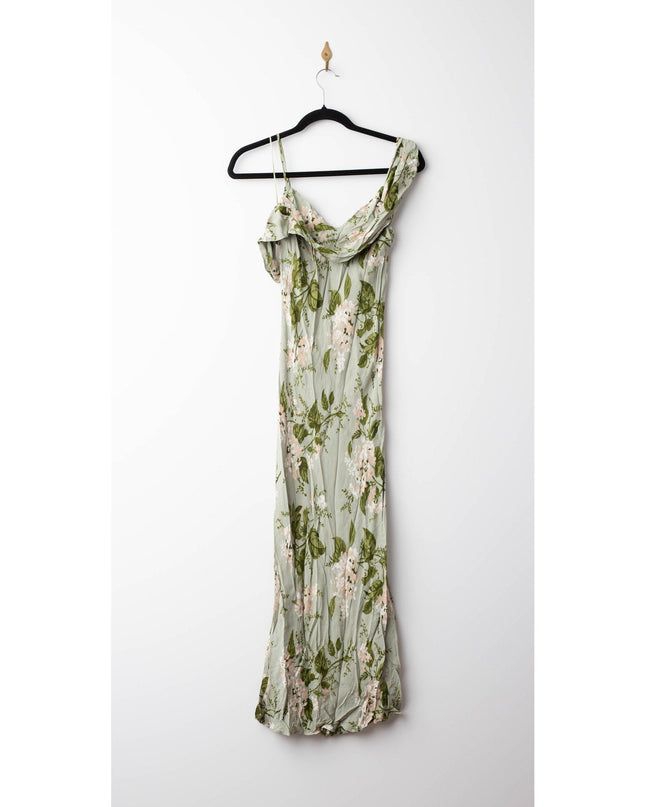 Reformation Green Floral Chiffon Reya Dress - Wind & Song
