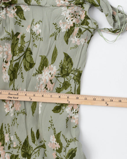 Reformation Green Floral Chiffon Reya Dress - Wind & Song