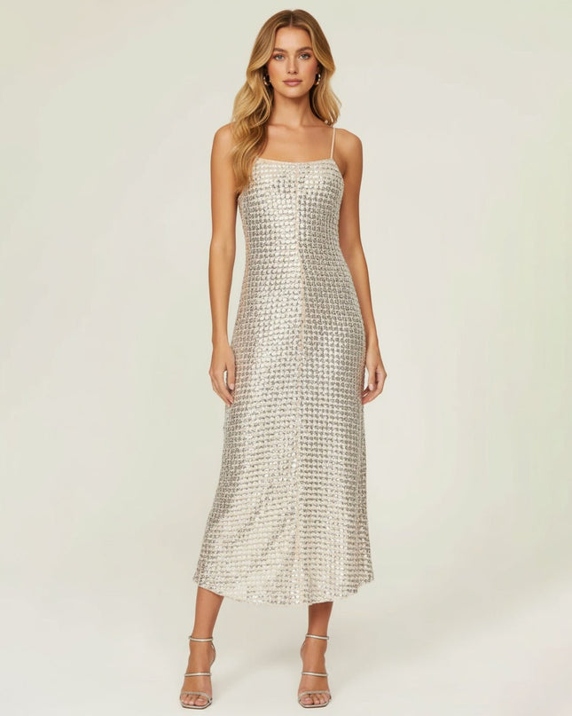 RHODE Silver Platinum Jemima Dress Size 10 - Wind & Song