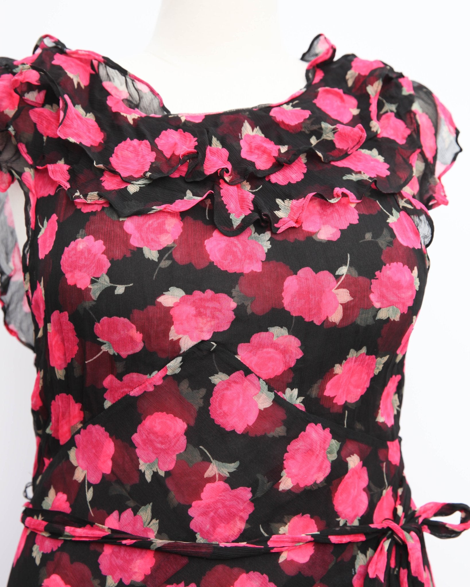 Rixo RIO Vintage Rose Black Maxi Dress Size 10 - Wind & Song