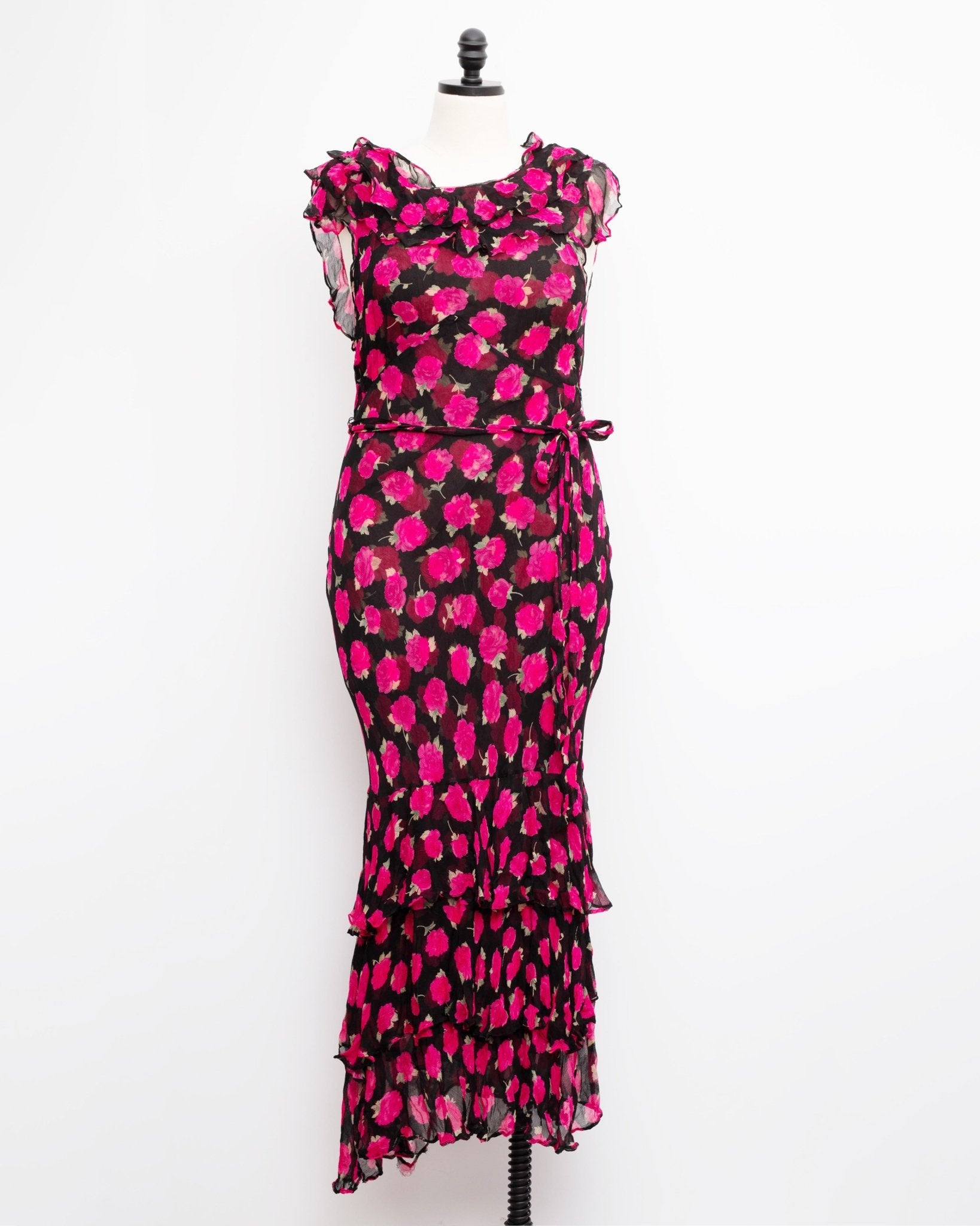 Rixo RIO Vintage Rose Black Maxi Dress Size 10 - Wind & Song