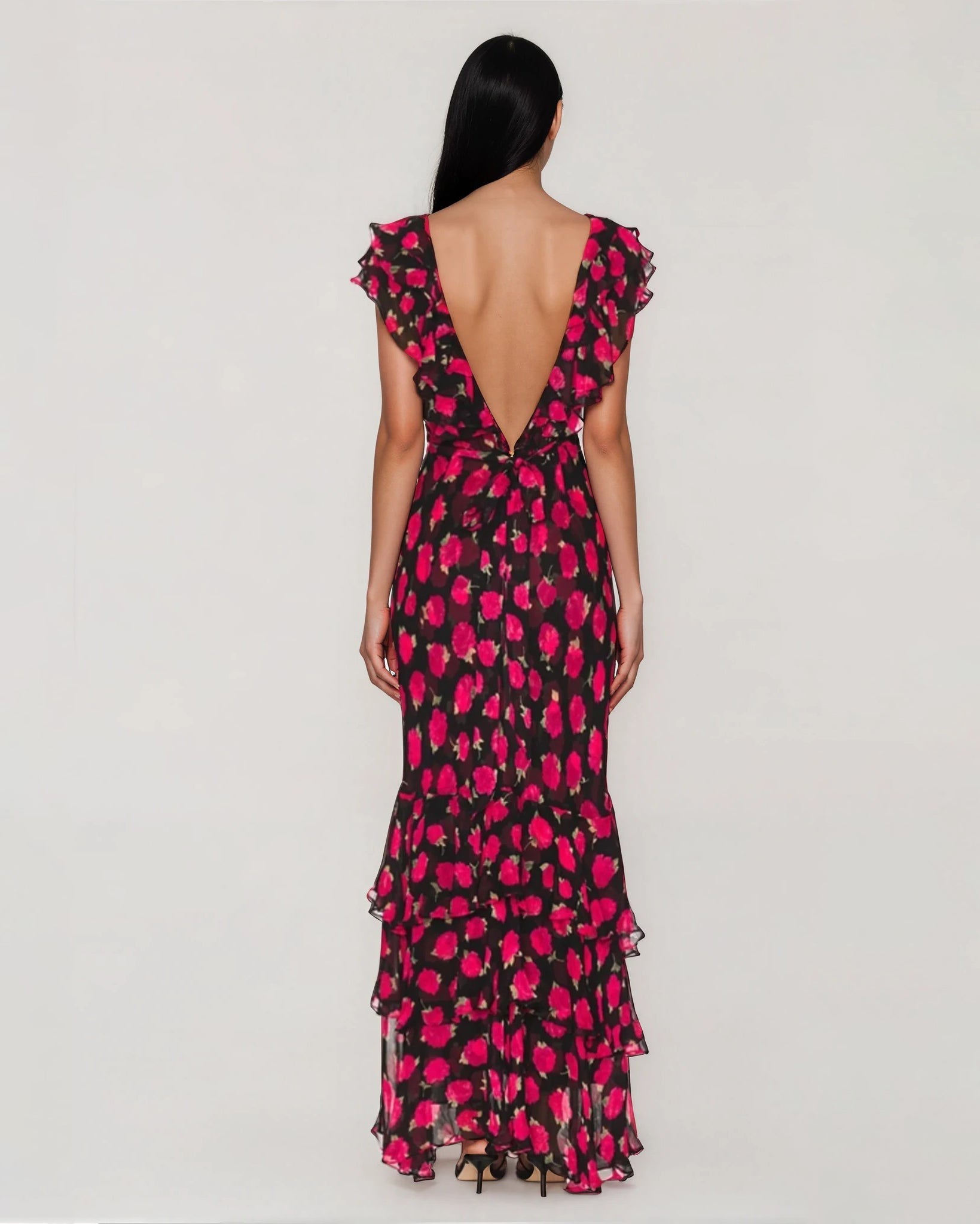 Rixo RIO Vintage Rose Black Maxi Dress Size 10 - Wind & Song