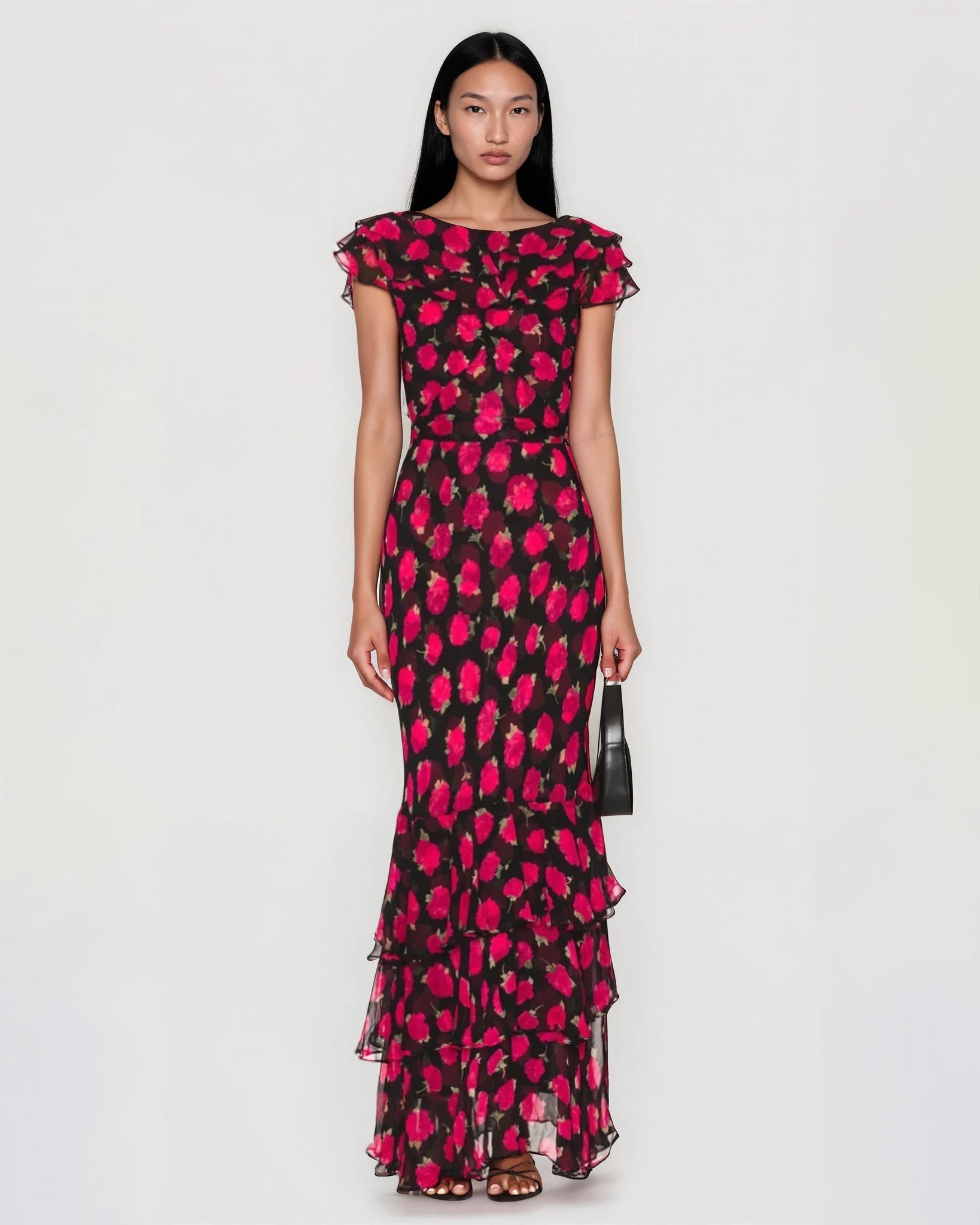 Rixo RIO Vintage Rose Black Maxi Dress Size 10 - Wind & Song