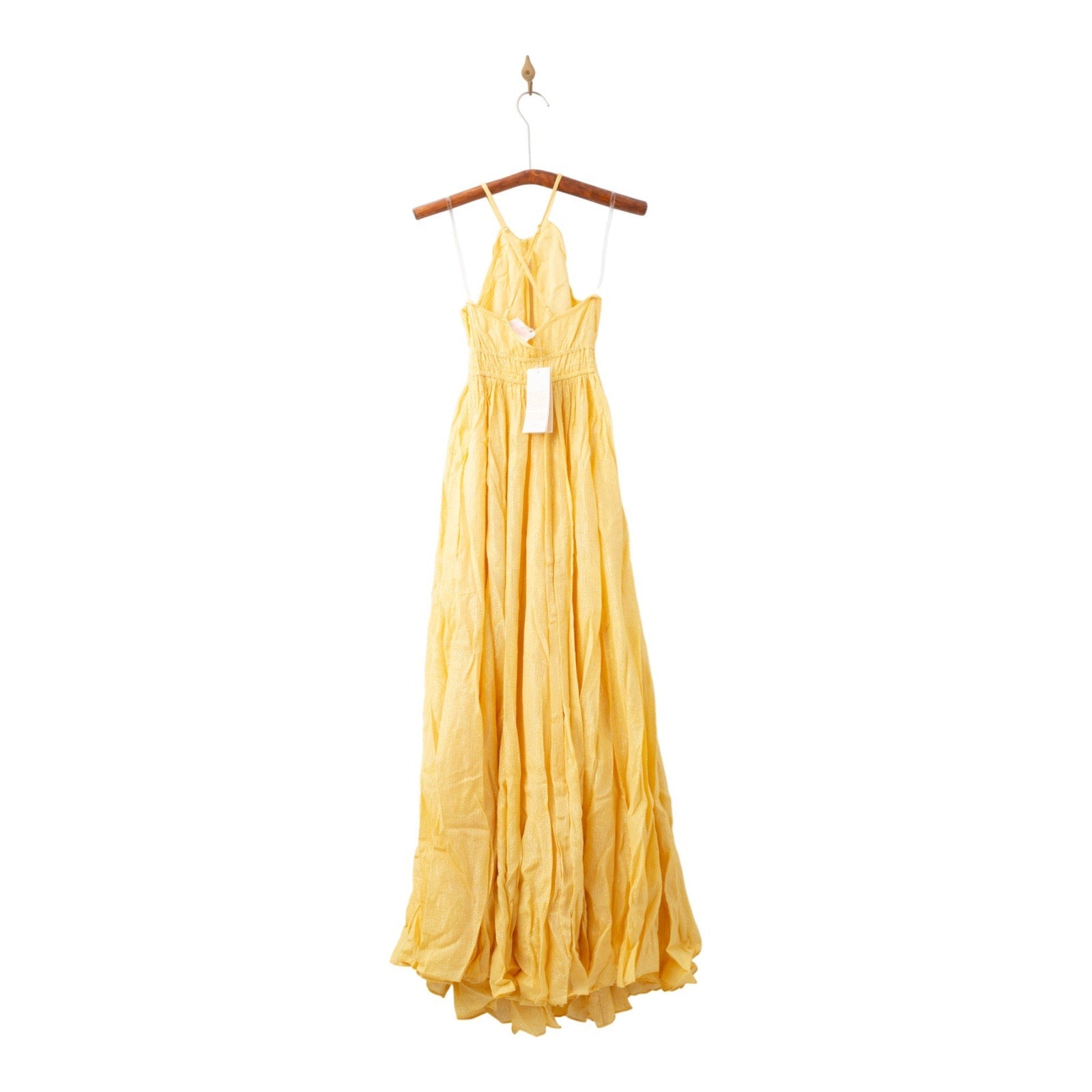 Rococo Sand Textured Criss Cross Maxi Dress in Yellow - NTW - Wind & Song