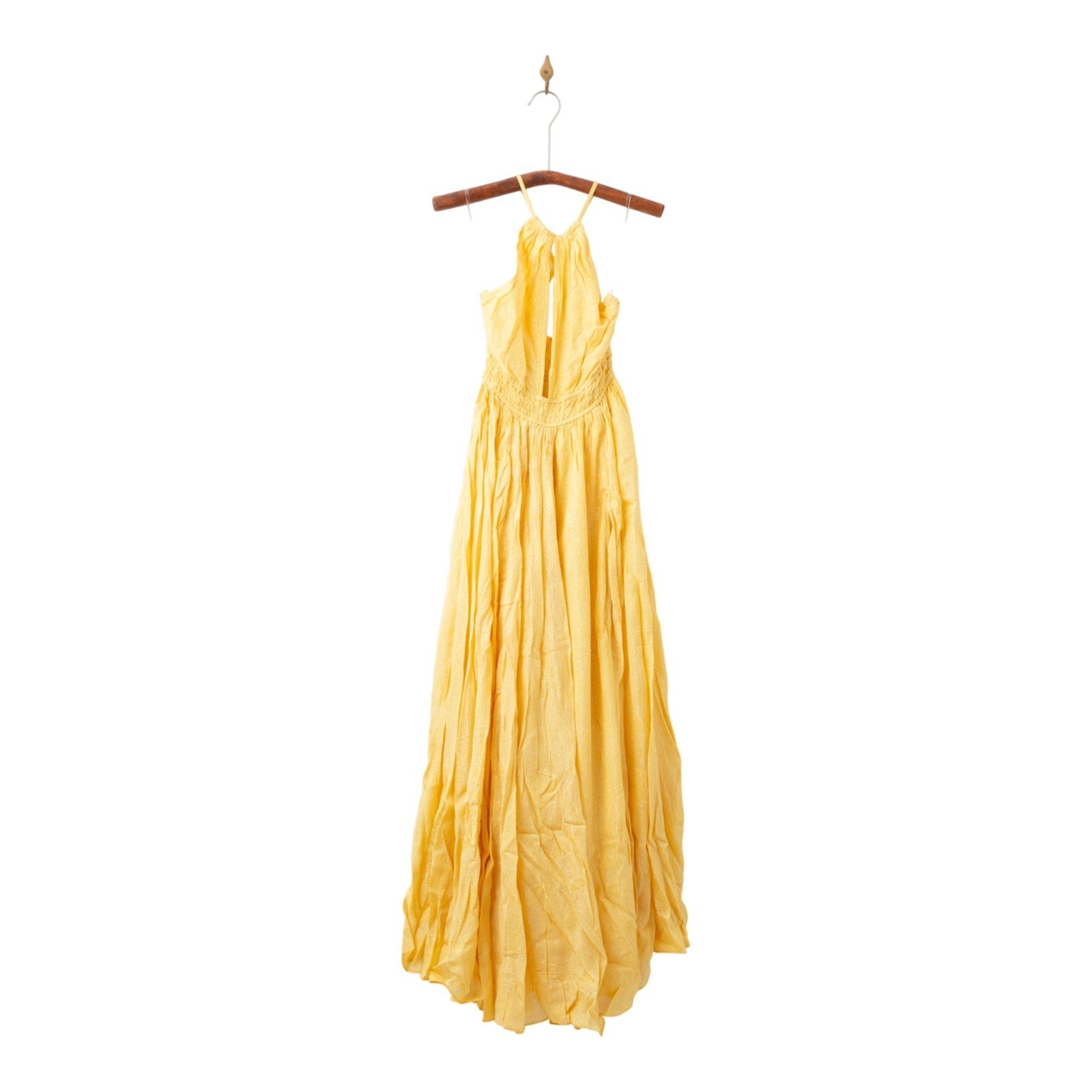 Rococo Sand Textured Criss Cross Maxi Dress in Yellow - NTW - Wind & Song