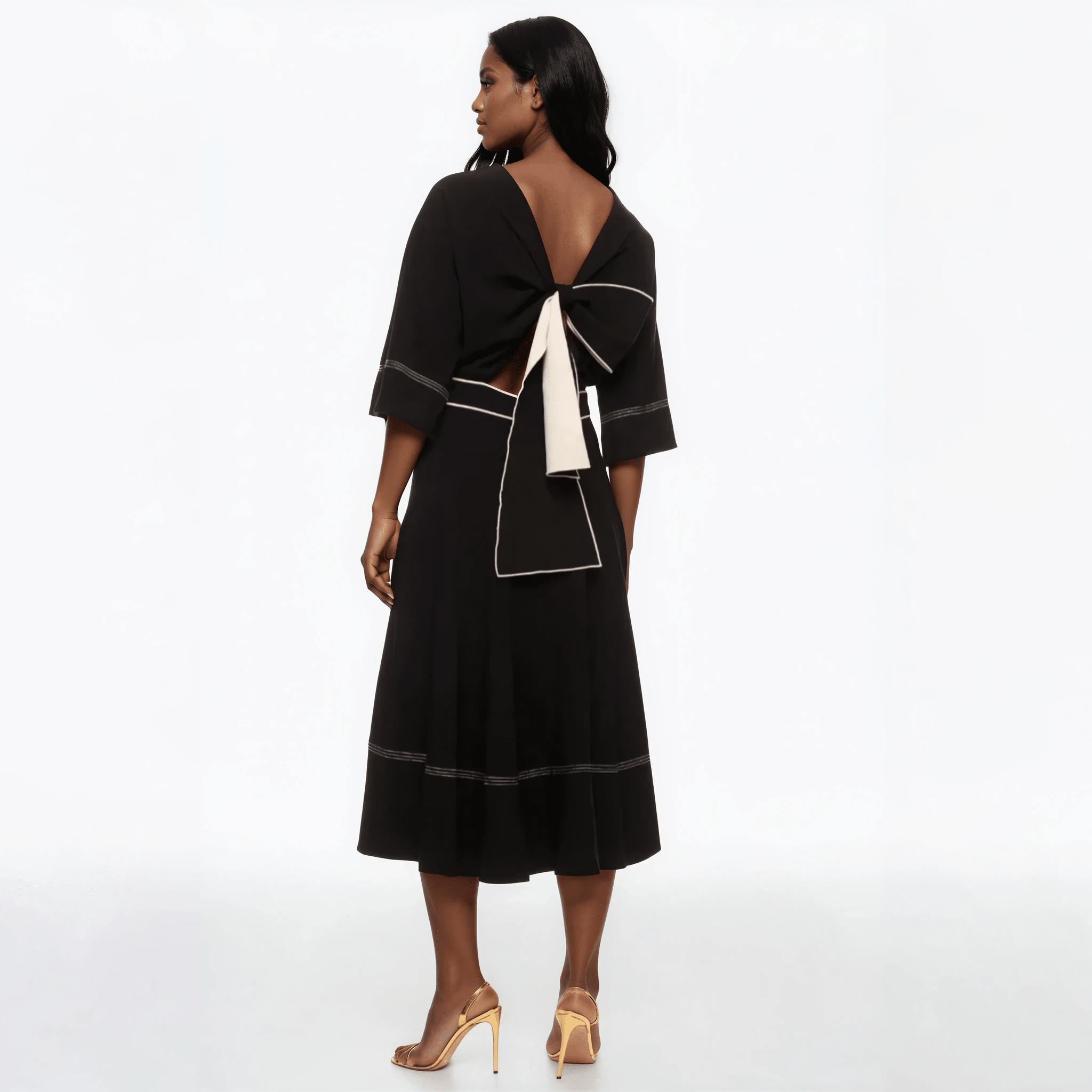 Roksanda Collective Short Sleeve Back Tie Midi Dress Size 12 - Wind & Song