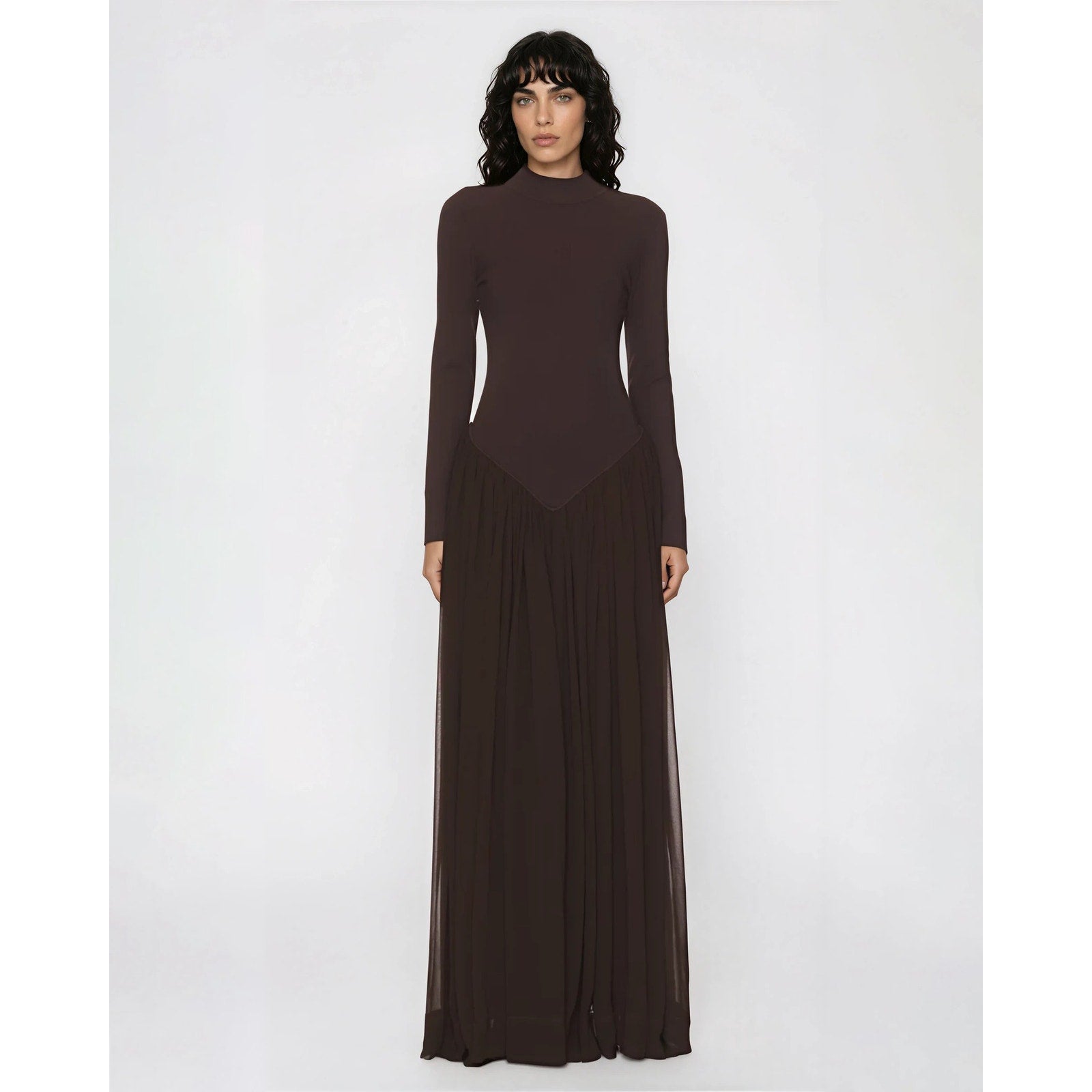 Ronny Kobo Speck Knit Dress Size XS – Mockneck Chiffon Skirt - Wind & Song