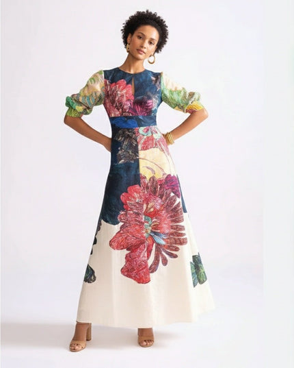 Saaksha & Kinni Daisy Cotton Dress in Multicolored Floral - Wind & Song