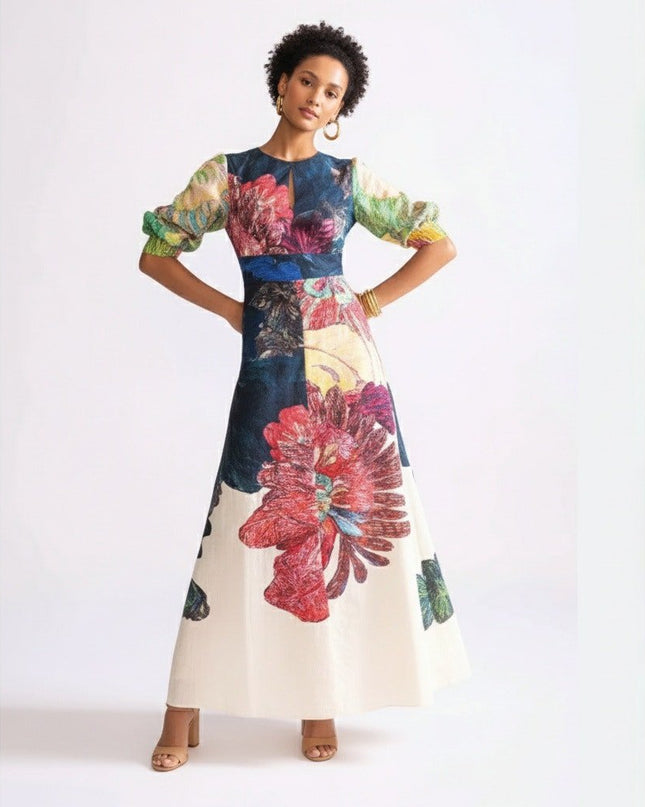 Saaksha & Kinni Daisy Cotton Dress in Multicolored Floral - Wind & Song