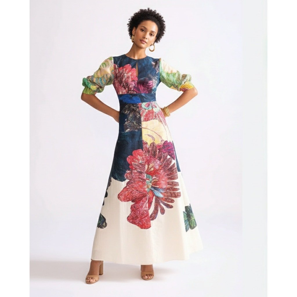 Saaksha & Kinni Daisy Cotton Dress in Multicolored Floral - Wind & Song