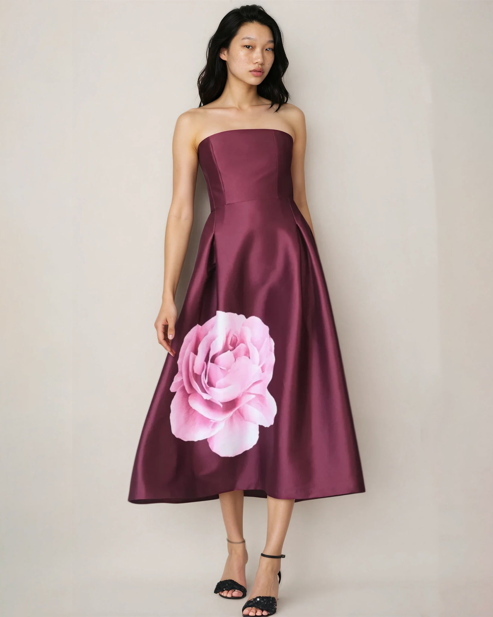 Sachin & Babi Shay Placed Floral Strapless Cocktail Midi Dress - Wind & Song