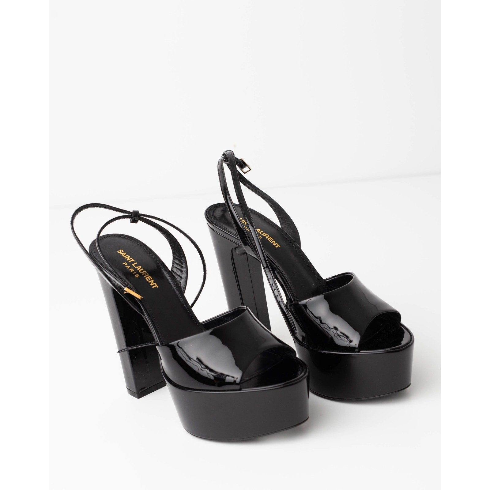 Saint Laurent Jodie Patent Leather Platform Sandals – Black - Size 39 – NWT - Wind & Song