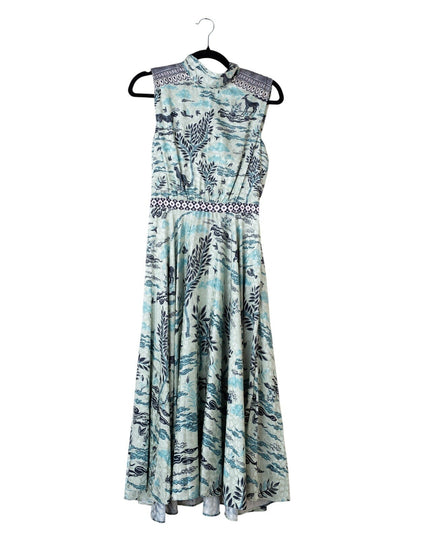 SALONI Fleur E Green Floral Printed Satin Dress - Wind & Song