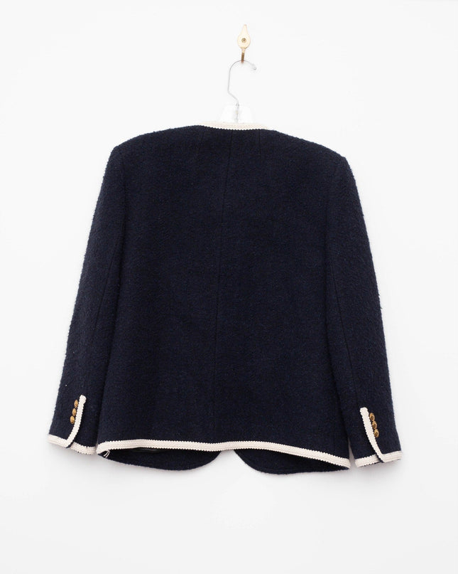 Sandro Dark Blue Collarless Jacket - Wind & Song