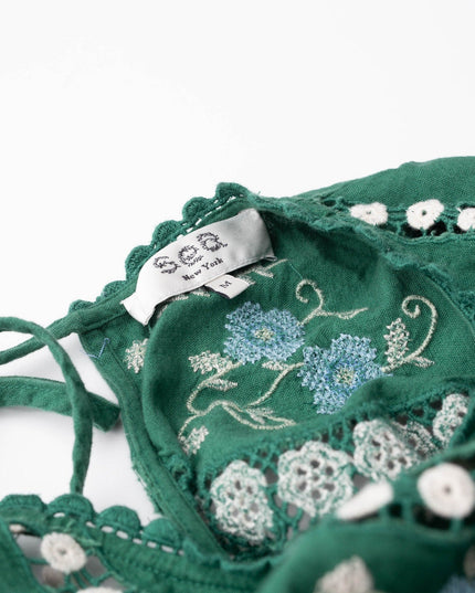 Sea New York Vesna Embroidered Dress in Green Floral - Wind & Song