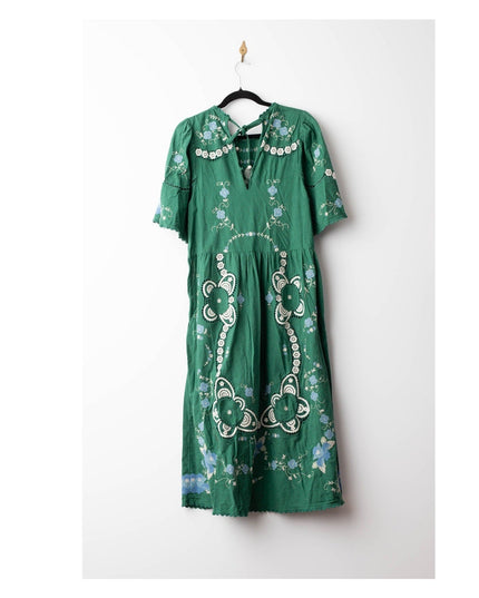Sea New York Vesna Embroidered Dress in Green Floral - Wind & Song