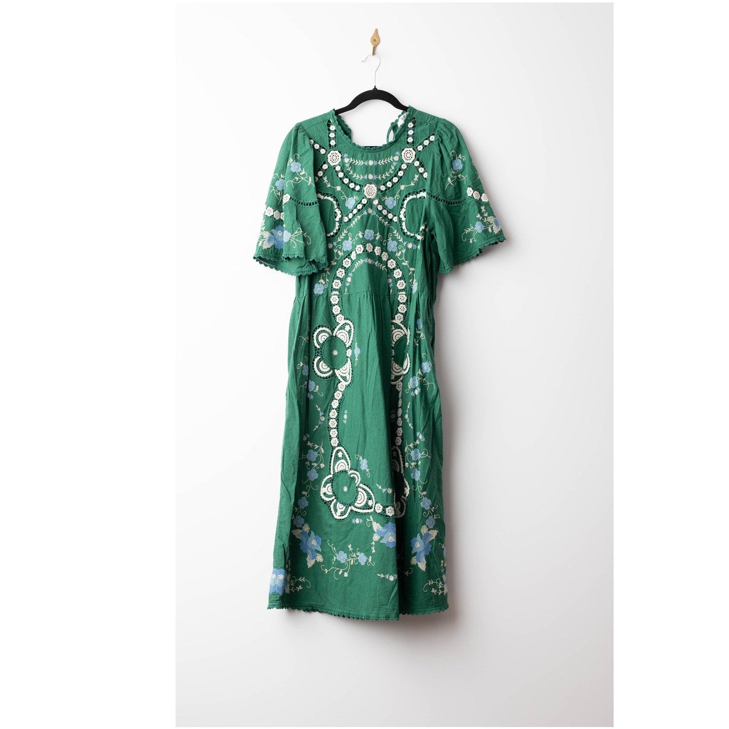 Sea New York Vesna Embroidered Dress in Green Floral - Wind & Song