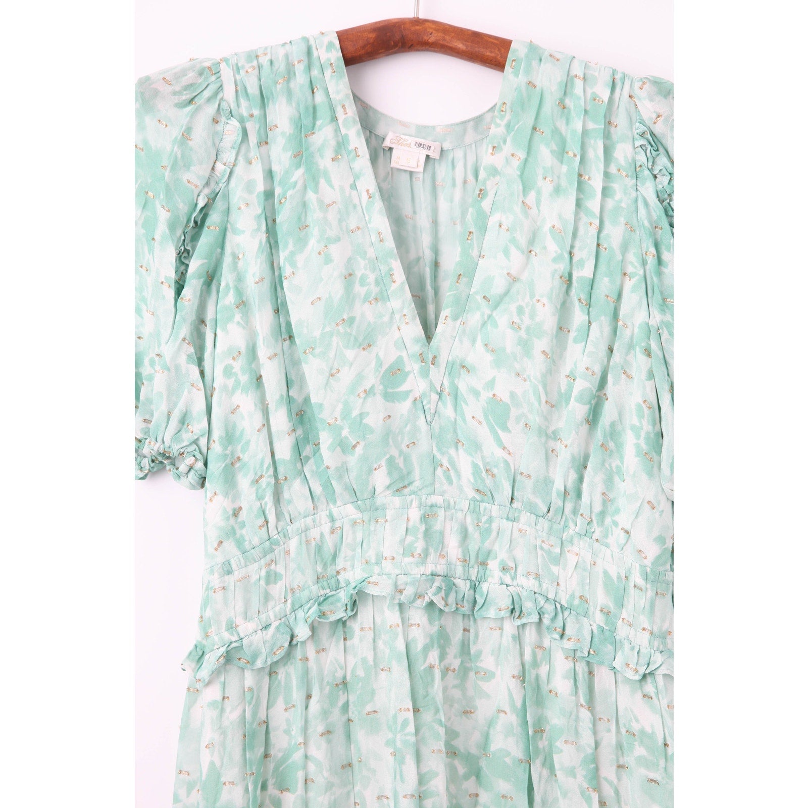 Shoshanna Selene Dress in Green Pre - owned Size 6 - Wind & Song