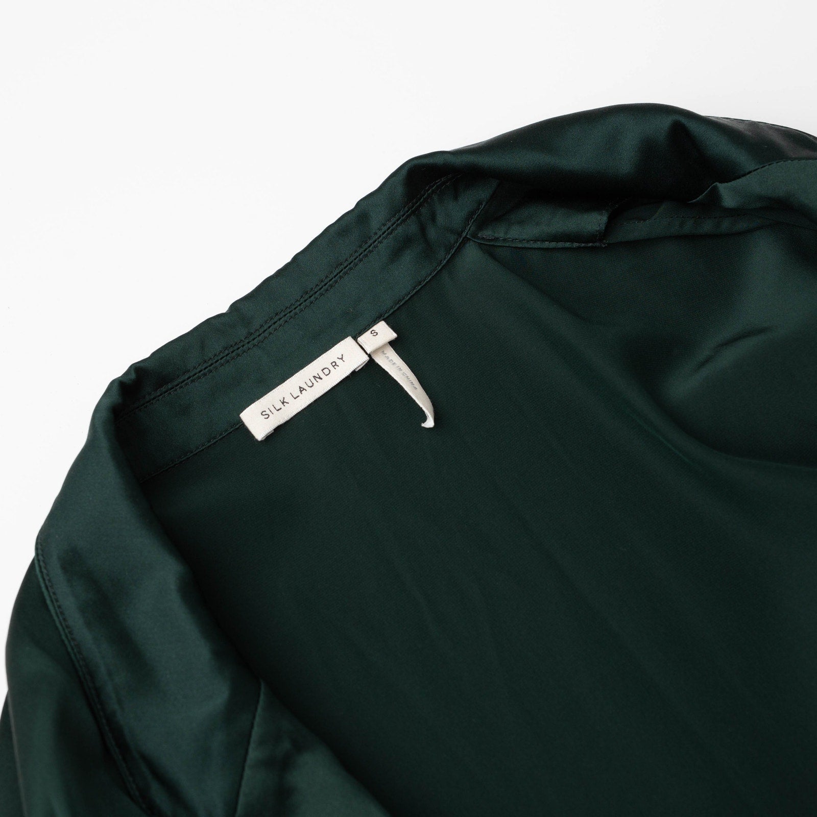 Silk Laundry Relaxed 100% Silk Blazer in Dark Green - Wind & Song