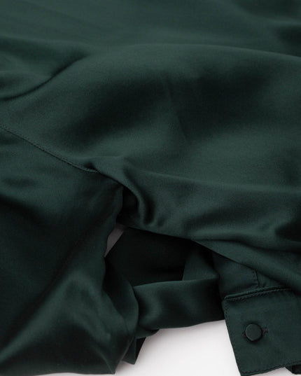 Silk Laundry Relaxed 100% Silk Blazer in Dark Green - Wind & Song