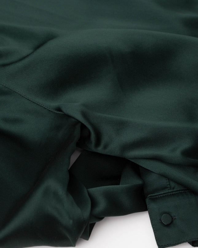 Silk Laundry Relaxed 100% Silk Blazer in Dark Green - Wind & Song